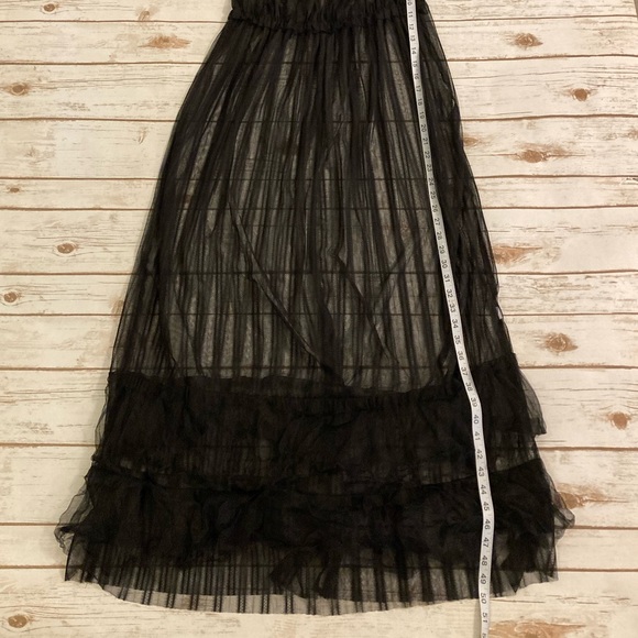 Black Sheer Mesh Lace Maxi Dress Large - Picture 6 of 12